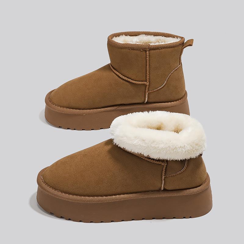 Winter New Snow Boots Women's Medium Tube Velvet Thickened Snow Cotton Shoes Versatile Thick-soled Thermal Shoes Short Boots G9902