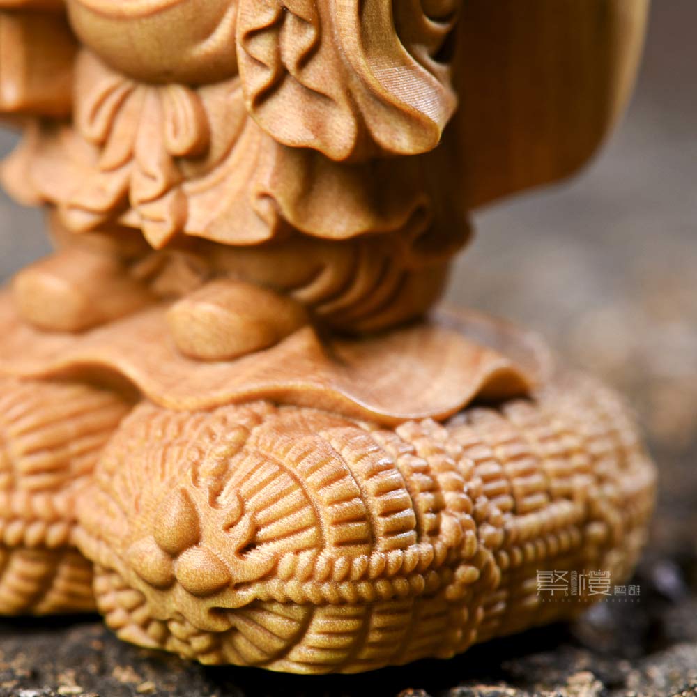 Hanro Art Carving Buddha One of the Seven Lucky Brings Good Fortune H x W x 3cm Promotes Business Illness and Good and Protection from Evil Statue,