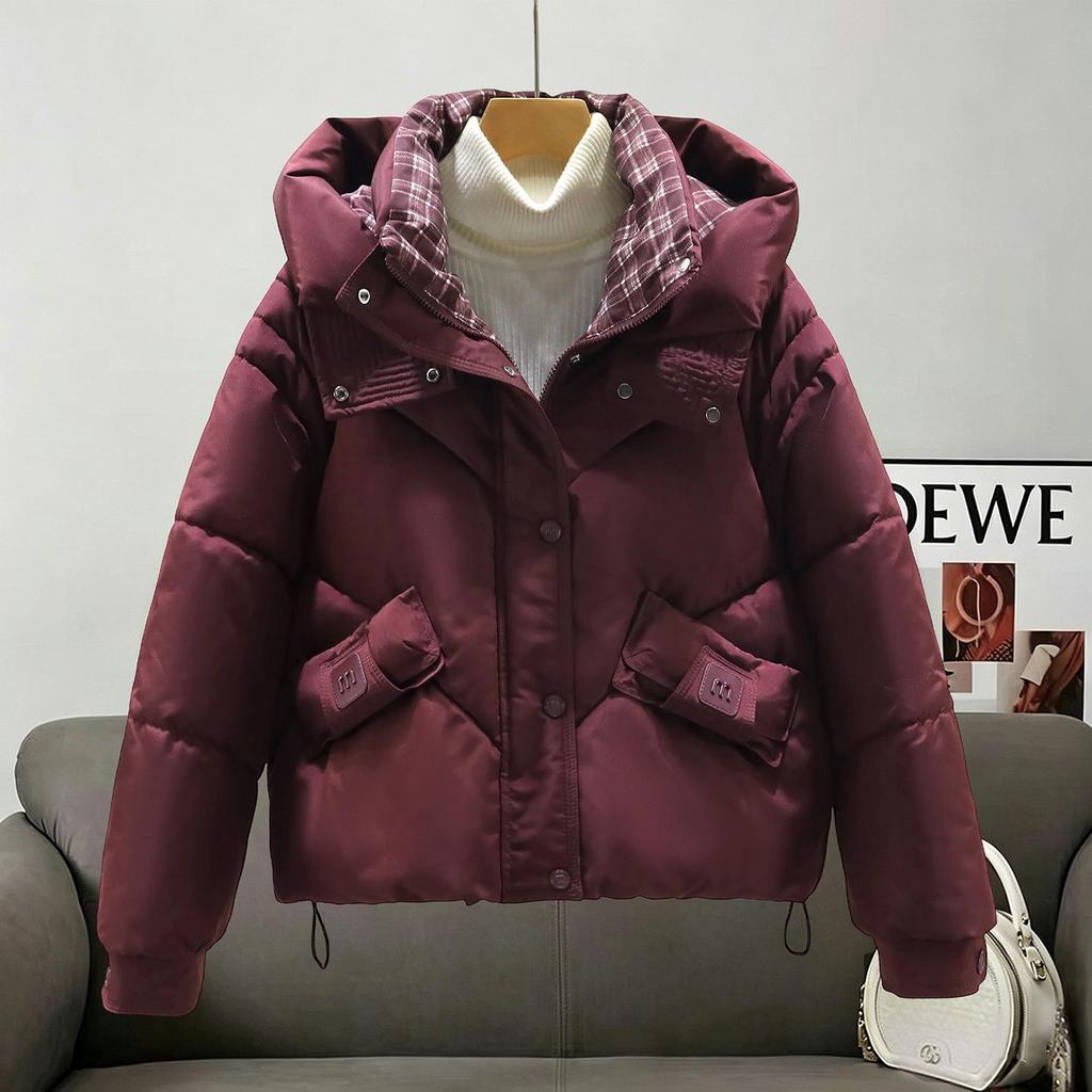 Women's Short Thickened Hooded Cotton Jacket - Winter 2026 Warm Loose Outerwear