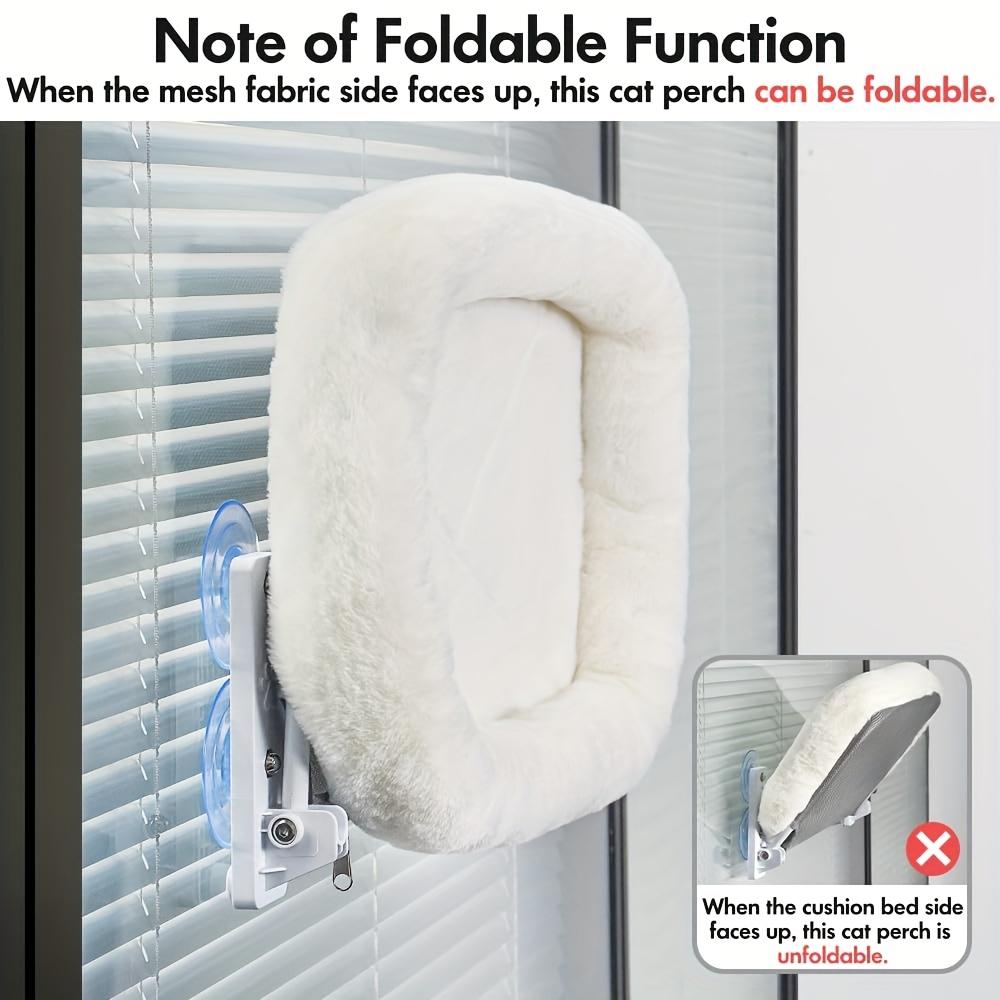 Deluxe Cordless Cat Window Perch Hammock with 4 Strong Suction Cups, Sturdy Metal Frame & Soft Plush Cover - Cozy Indoor Cat Bed