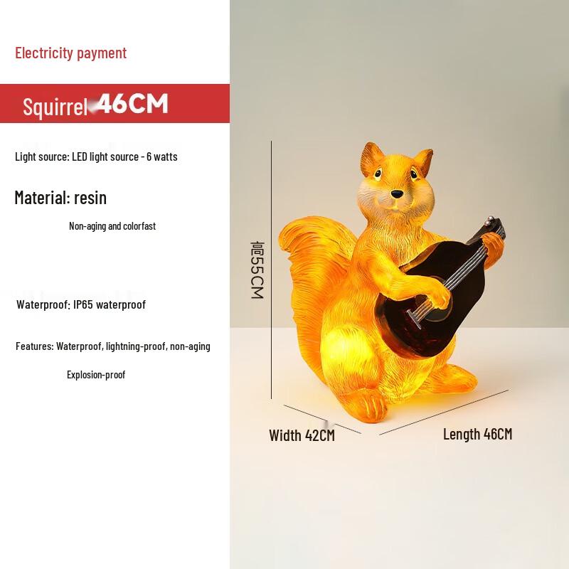 Palid Outdoor Luminous Squirrel Garden Light 46x42x55cm