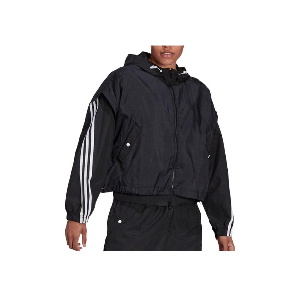Adidas Classic Three Stripe Zip-Up Sports Hoodie Women Jackets Black HA0812
