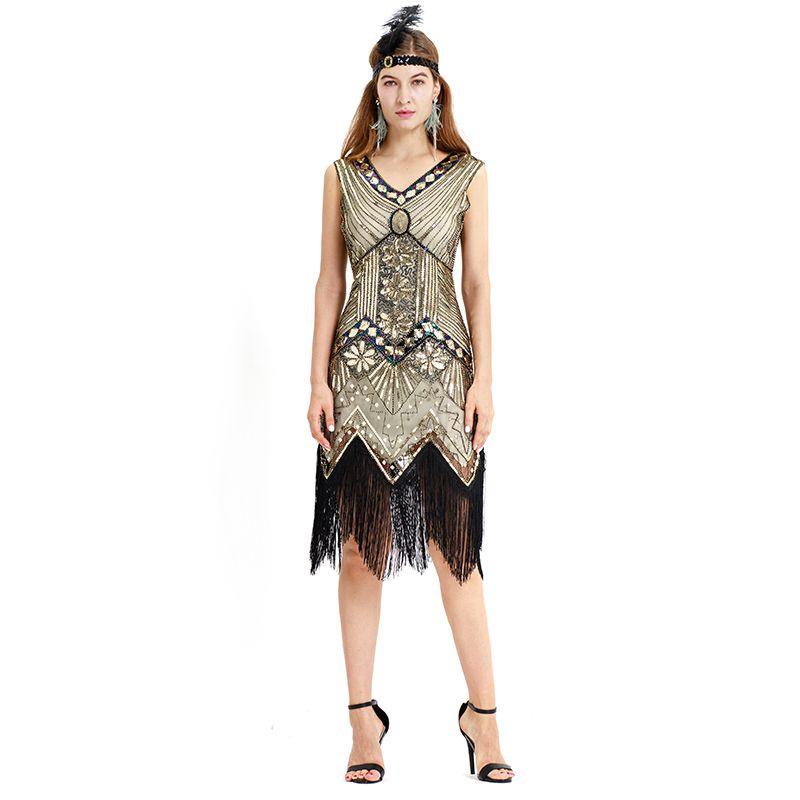 Elegant Gatsby Flapper Beaded Vintage Fringe Sequin Sleeveless Women Party Dresses For Timeless Style