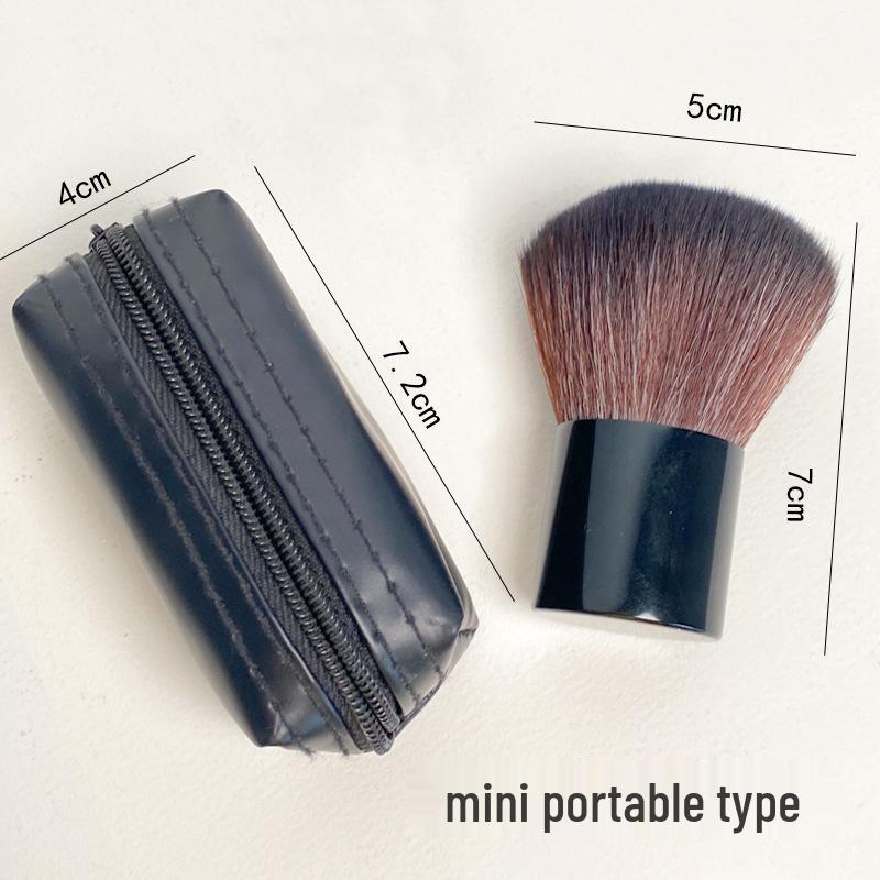 Compact Soft Bristle Makeup Brush with Leather Bag