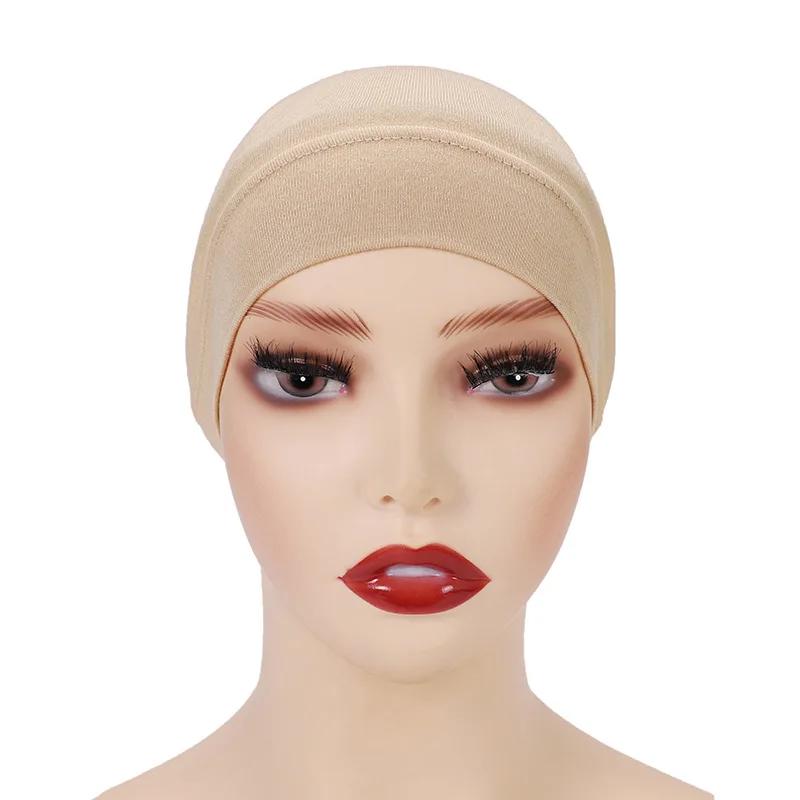 Weiß Beige Rot Grau Damen Innen Hijab Kappe Muslimischer Turban Islamische Unterkappe Weibliches Stirnband Turbante Mujer