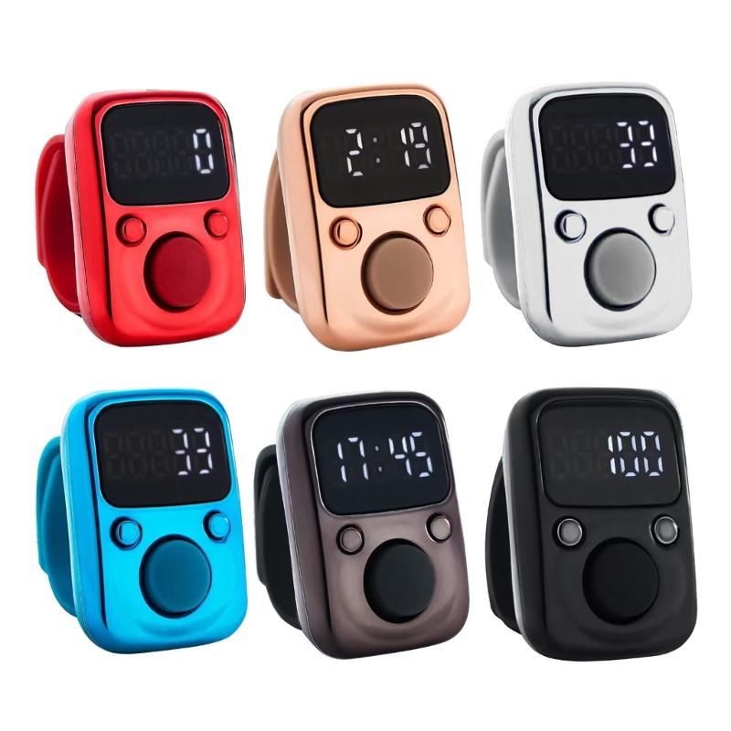 Anello Digitale Elettronico Luminoso a LED Contatore Manuale per Dita Contatore di Preghiera Ricaricabile Clicker Segnapunti Digitale per Punti