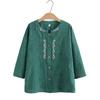Embroidered Cotton Shirt Women's Large Size Spring and Autumn Tops, High-end Western Style Bottoming Shirt, Mother Shirt