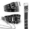 Chic Faux Leather Belt For Casual Denim With Unique Chain Accents Available In Various Fashionable Colors