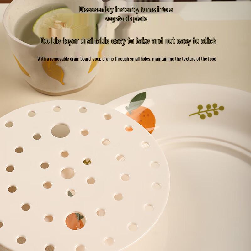 Xingfang Food-Grade Melamine Round Double-Layer Draining Dumpling Plate