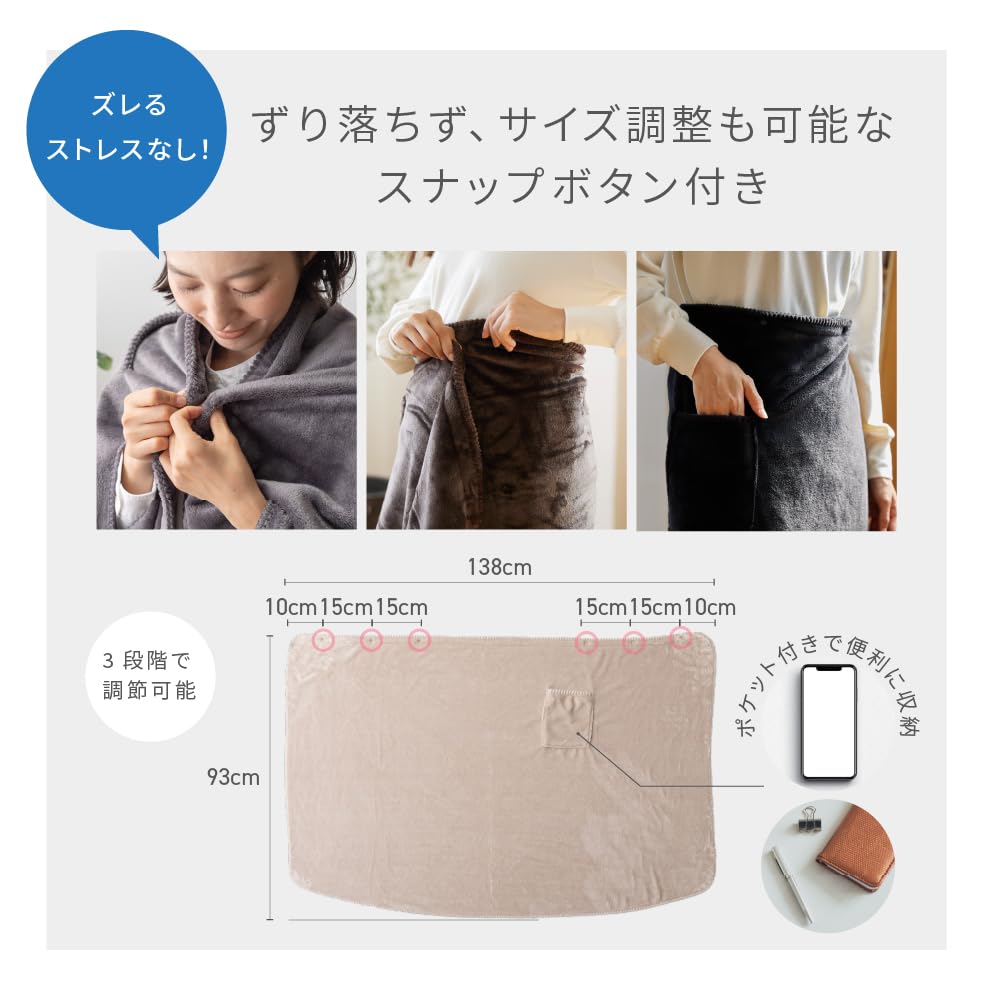 AQUA Mofua Warm Throw Premium Microfiber 138 X 93 Dark 50311422 3-Way Blanket, Poncho, Stole, Large, Cm, Navy,