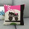 Cartoon Owl Series Love Digital Printing Short Plush Pillow Covers For Car Sofa Office Cushion Cover Home Goods