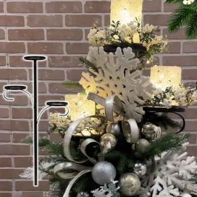 Christmas Tree Topper Candle Holder 3 Tier Candle Holder Candelabra Xmas Tree Topper Decorations for Christmas
