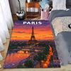 Paris France Travel Poster Eiffel Tower Sunset River Illustration Art Print decorative area rug accent for hallway entryway lounge