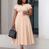 Übergröße Hohe Taille Mittellang Großer Saum Elegant A-Linie Damen Sommerkleid
