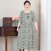 Übergröße Damen Langes Freizeitkleid Schmal geschnittenes Kleid Kurzarm Druckkleid Sommerkleid für Damen
