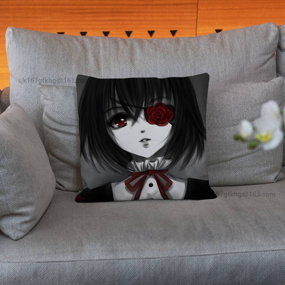 A-Another Mei Misaki Pillow Case Square Double-Sided Printing Short Plush Sofa Cushion Cover Bedroom Bedside Pillow