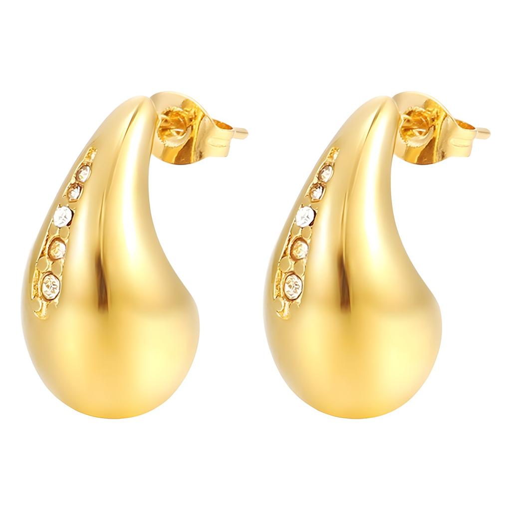 Trend Inlaid Zircon Stainless Steel Water Drop Earrings Women's High-end Light Luxury 18K Earrings