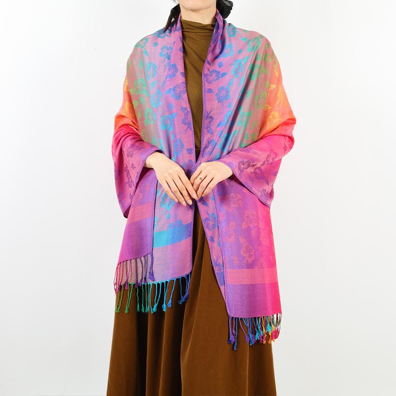 New Products Are On the Shelves In Spring and Autumn, Shawls, Colorful Jacquard Cashew Nut Long Scarves, Travel Photos, Scarves, Women's Bags.