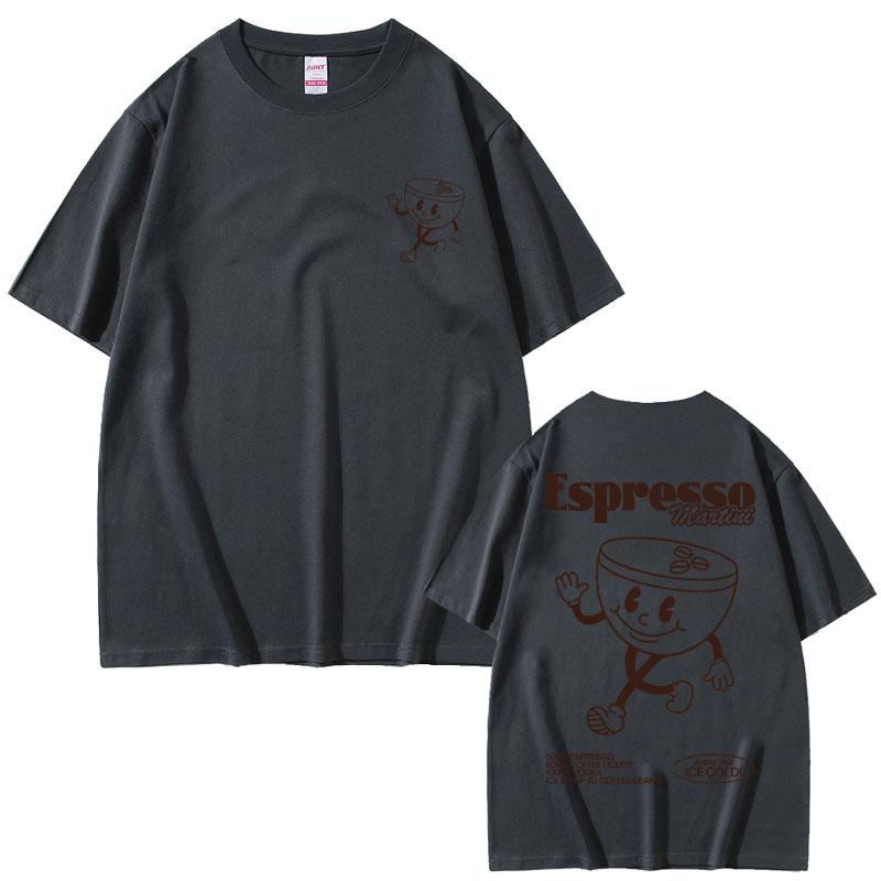 Funny Espresso Martini Cocktail Graphic T Shirt Male Vintage Cartoon Oversized Tshirts Unisex Womens Casual Loose Cotton Tshirt