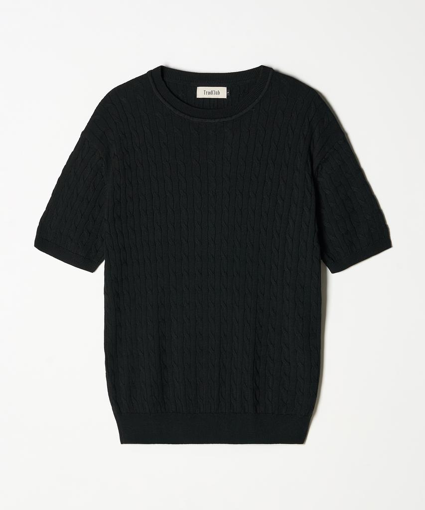TRADCLUB Cable Round Short Sleeve Knit 7 Colors (Type A)