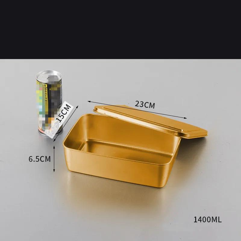 

Набор тарелок из нержавеющей стали золотистого цвета Прямоугольный поднос для хранения тирамису с крышкой для выпечки торта хлеба сервиз assiette