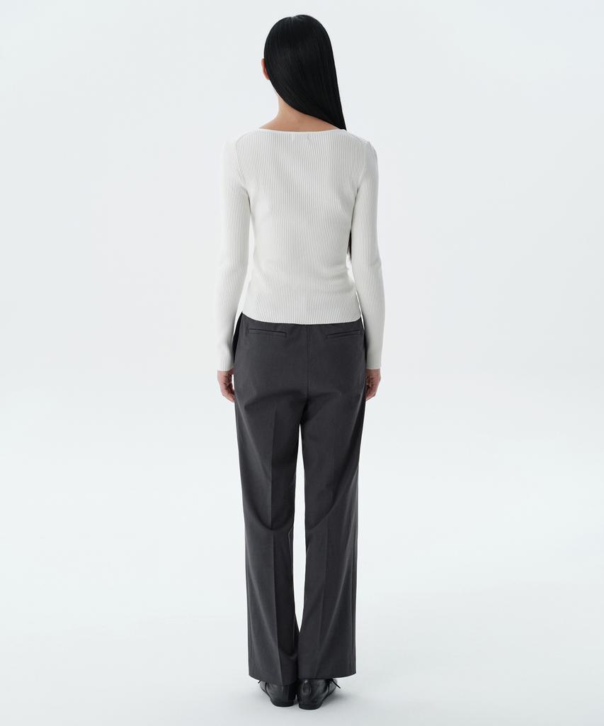 MUSINSA STANDARD WOMAN Women'S Straight Hidden Banding Slacks [Gray]