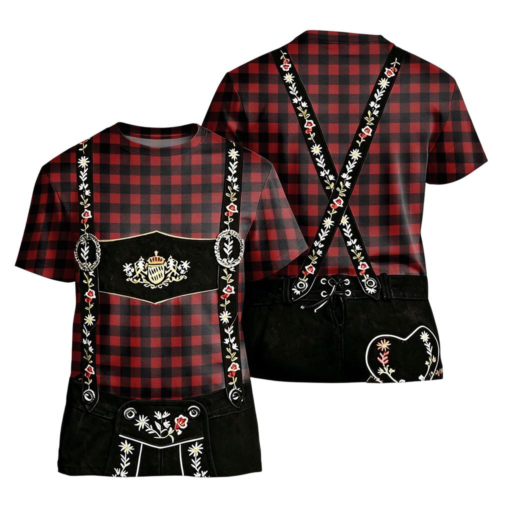 Heren Vintage Patroon Korte Mouw T-shirt met Retro Textuur Print Losse Pasvorm Casual Zomer Dagelijks Topje voor Festivals en Evenementen