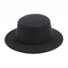 Hat Women's Woolen Top Hat Autumn and Winter Black Retro Gentleman British Style Flat Top Bow Top Hat Felt Hat
