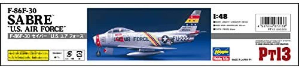 Hasegawa Air Force Sabre Air Force Plastic Model PT13 1/48 U.S. F-86F-30 U.S.