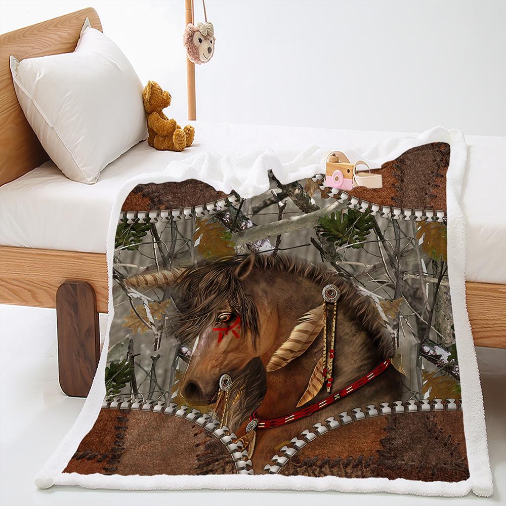 Blanket Animal Horse Blanket Lamb Fleece Crystal Fleece Blanket Blanket Universal