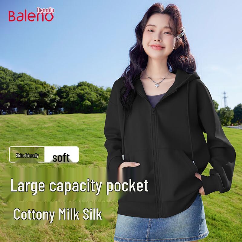 Baleno Dam Hoodie med dragkedja i mjölksilke