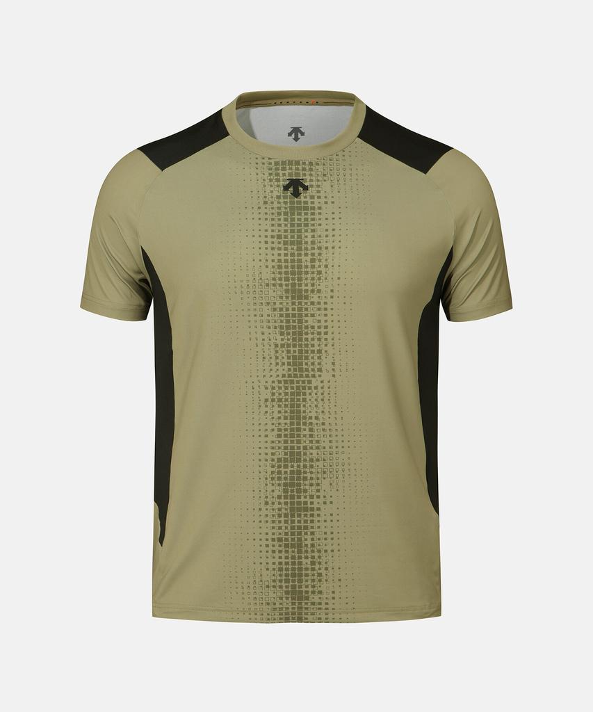 DESCENTE Men'S Colorblock Graphic Short Sleeve T-Shirt Light Khaki Sr321Tts73 (Type B)