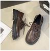 Thick-soled Spring New Low-top Single Women's Shoes Large-size Thick-soled Retro Small Leather Shoes