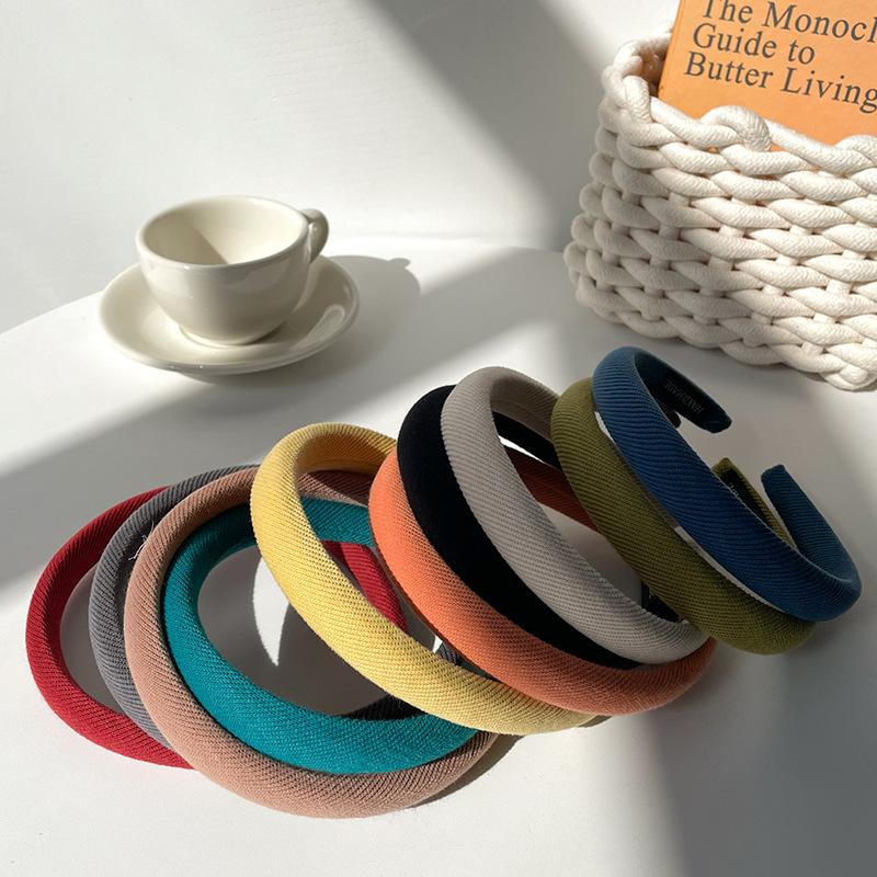 New Fashion Solid Color Wide Hairbands for Women Girls Vintage Simple Soft Elastic Hairband Headwear Hair Accessories