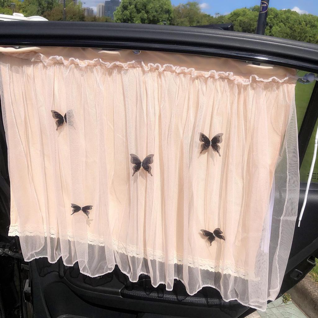 Butterfly Baby Sun Protection Suction Cup Car Curtains - Heat Insulation & Privacy Side Window Gauze Shade