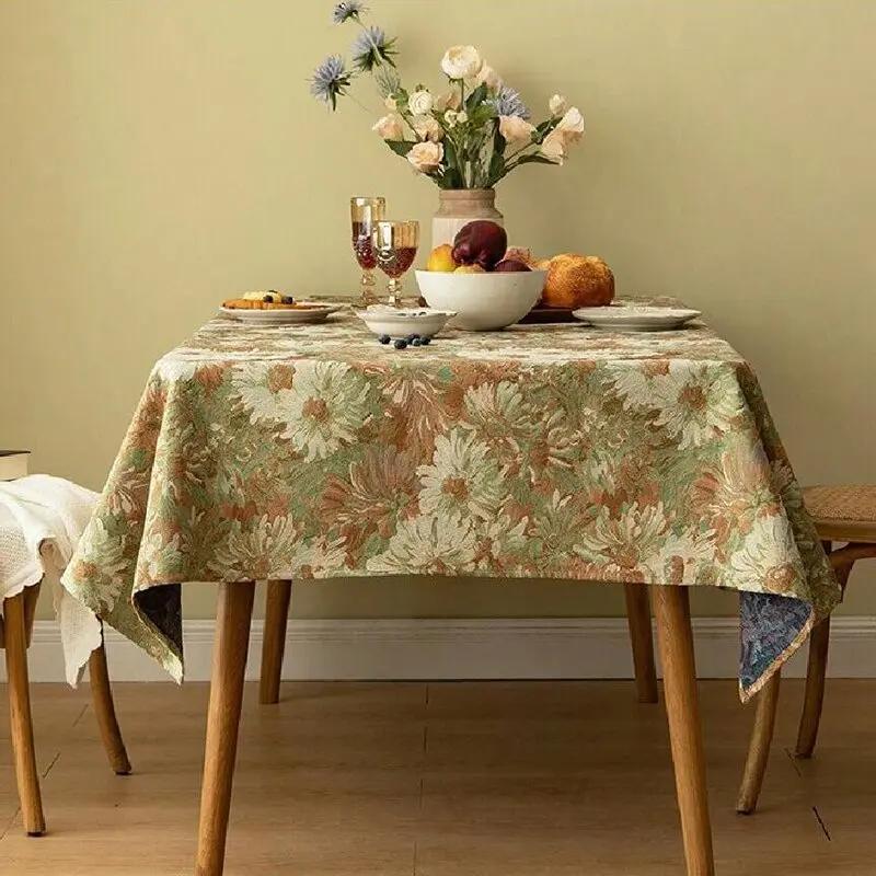 

Прямоугольные скатерти в стиле бохо с красными значками, жаккардовая скатерть для рождественского ужина, дня рождения, вечеринки, свадьбы, декора 90X90CM