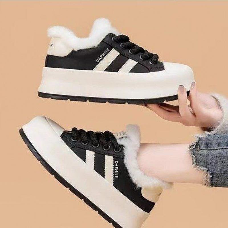 

Зимняя женская обувь сноубутсы 2025 новая платформа белые ботинки на толстой подошве спортивная и повседневная обувь теплые хлопковые ботинки 40 чёрный