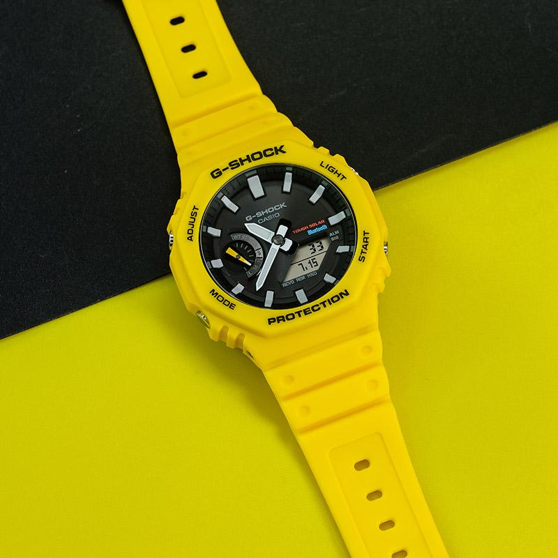 Casio G-Shock Classic Octagonal Carbon Fiber Core Protective Dual Display Waterproof Sports Quartz Watch Men watches Black GA-B2100C-9APR