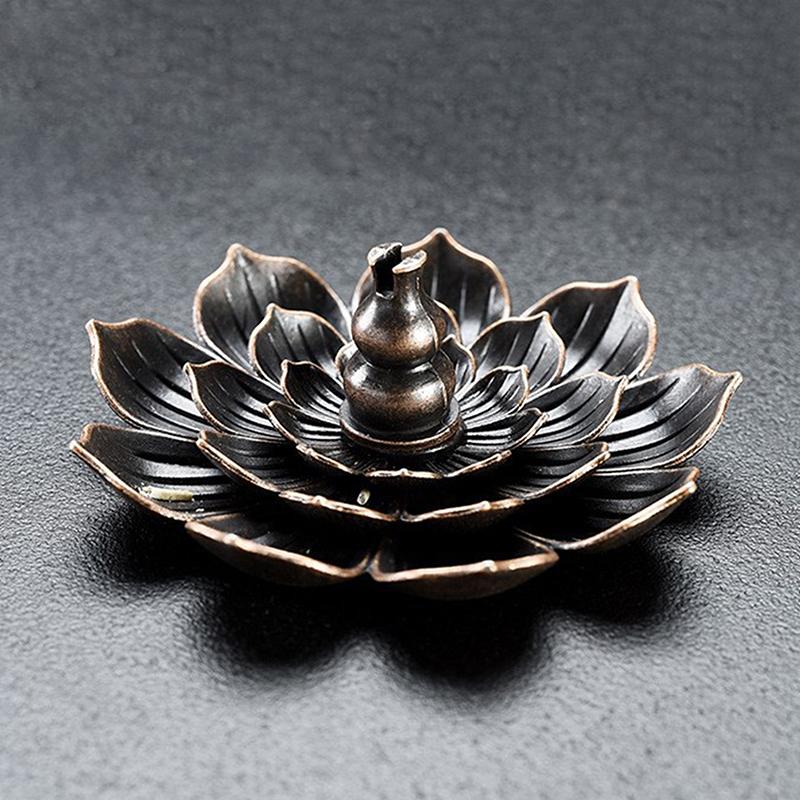 1Pcalloy Incense Burner Stick Holder Buddhism Lotus Line Incense Plate Sandalwood Coil Base Temples Yoga Studios Home Decoration