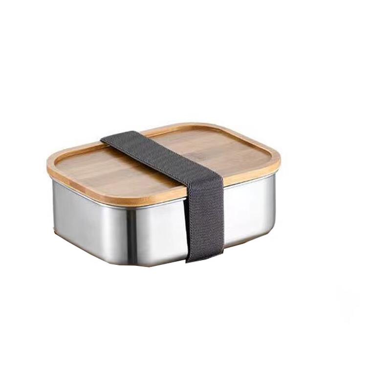 UOSU 304 Stainless Steel Rectangular Bento Lunch Box with Bamboo Lid