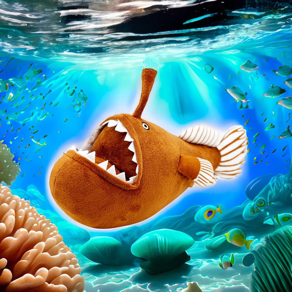Johnsonii Lantern Melanocetus Fishdevil Fish Plush Toy Doll Accompany Gift