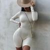 Ladie Long Sleeve Yoga Jumpsuit Sexy Female Tight Solid Color Jumpsuit