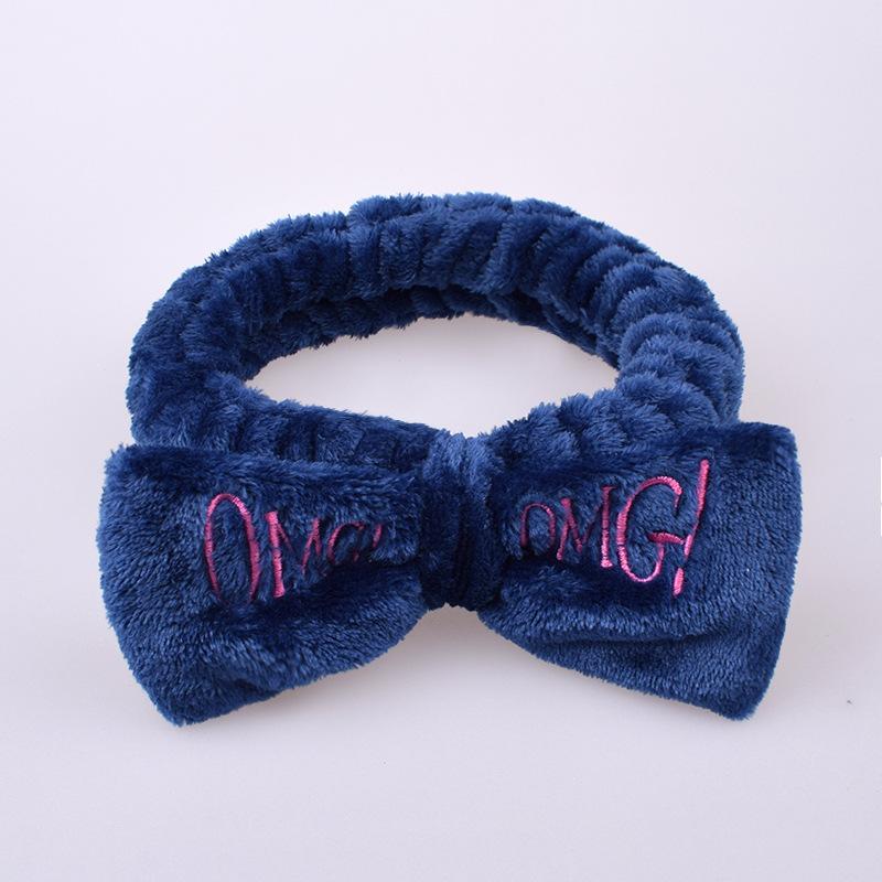 Custom Logo SPA Bowknot Hair Lace Sports Headband Adjustable Elastic OMG Hair Band for Women and Girls Yoga Shower Wash