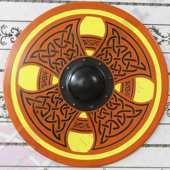 Karniproduction Viking Shield Roleplay Cosplay Item Medieval Celtic Wooden Carved Reviser Emblem