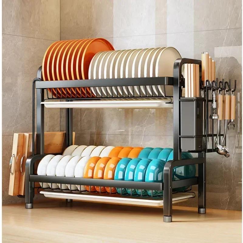 Large-capacity Kitchen Spice Rack Multi-functional Dish Drying Rack Bold And Thick Dish Rack Load-bearing Tough Stand
