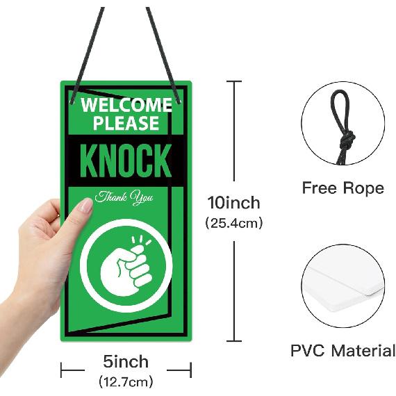 Putuo Decor Do Not Disturb Door Hanger, Welcome Please Knock Sign - 10x5 Inches PVC Double Sided Reversible for Therapists Office Clinic Treatment