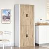 Kitchen Pantry in MDF Wood with 4 Adjustable Shelves and 4 Doors, 80x40x182 cm
