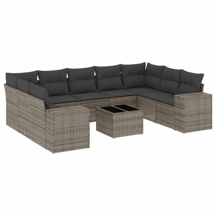 VidaXL Garden Lounge Set with Cushions 10 Pcs, Patio Sofas, Patio Furniture Set, Outdoor Furniture, Grey 3223009