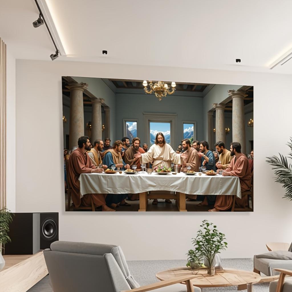 Arazzo da Parete L'Ultima Cena, Stampa Artistica Religiosa di Gesù e i Discepoli, Decorazione Classica Cristiana per la Casa, Soggiorno