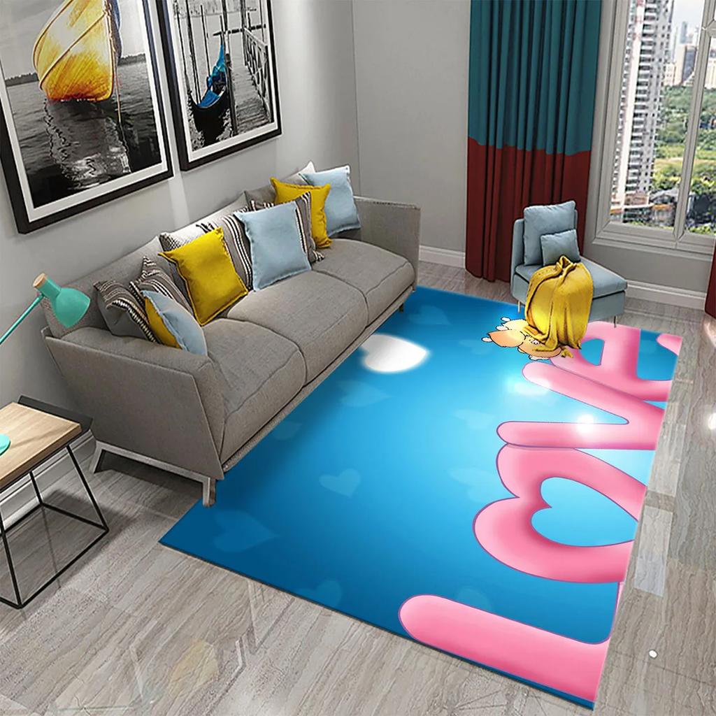 Romantic Valentines Day Love Printed Pattern Carpet Bedroom Non-slip Mat Home Living Room Bathroom Kitchen Home Decoration Mat